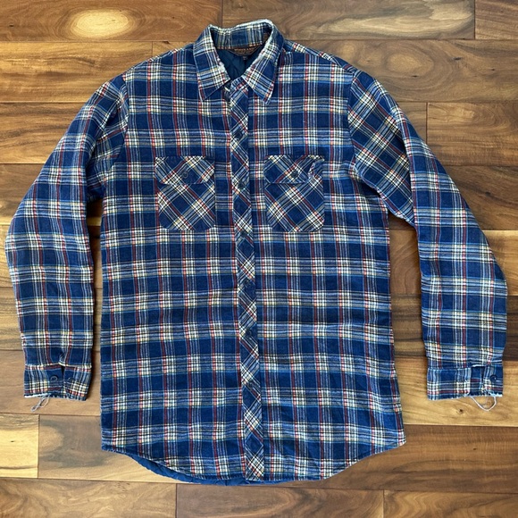 Woodlands Blue Flannel Jacket size Large Tall - Picture 1 of 4